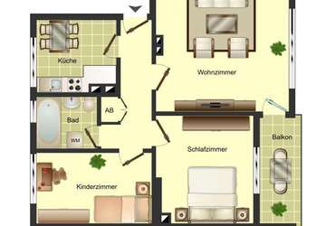Wohnung Bergkamen Weddinghofen - 3 Zimmer, 62 m&sup2;, 499&euro; | Angebot:27457546