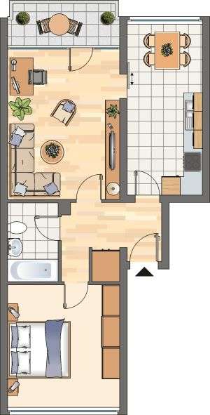 Etagenwohnung Unna - 2 Zimmer, 61 m&sup2;, 459&euro; | Angebot:27505788